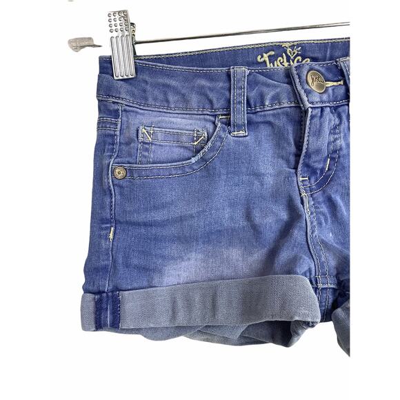 Justice Girls Medium Wash Blue Denim Jean Shorts Kid's Youth Size 7 - Picture 3 of 6